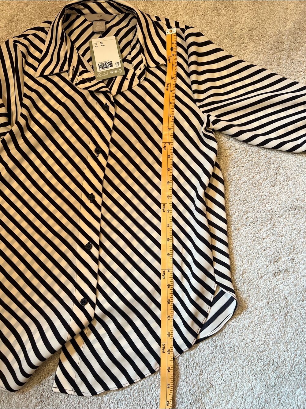 H&M Black and White Diagonal Stripe Button-Front Blouse - Picture 7 of 11